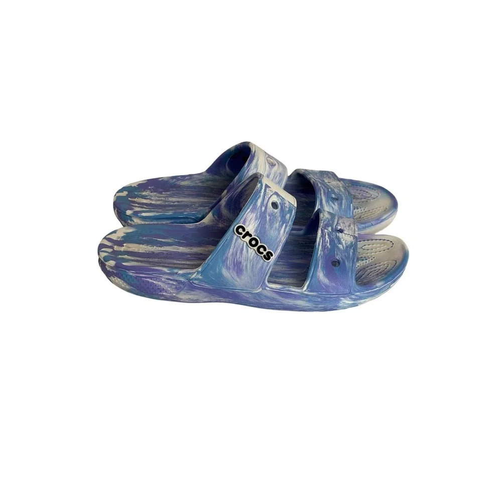 Crocs Classic Sandal Mens 9 Womens 11 Blue Purple Marbled Swirl Slide Comfort